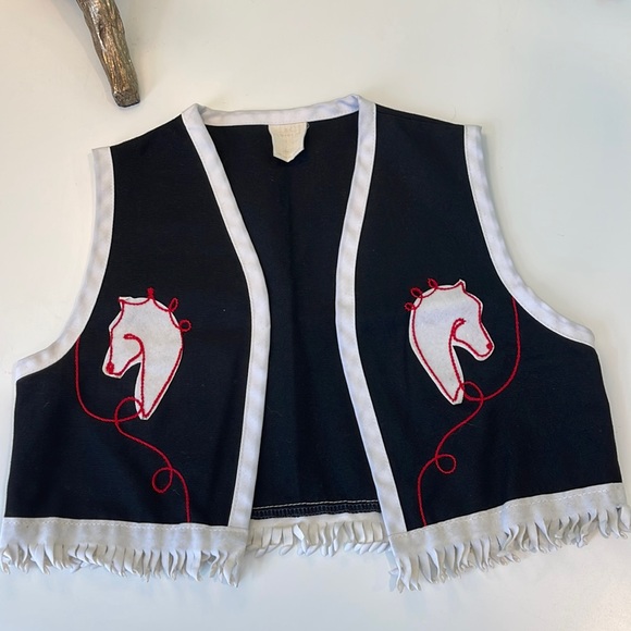 Sears Other - Vintage 1970s Sears Roebuck Embroidered Fringe Cowboy Vest Youth Size 6X